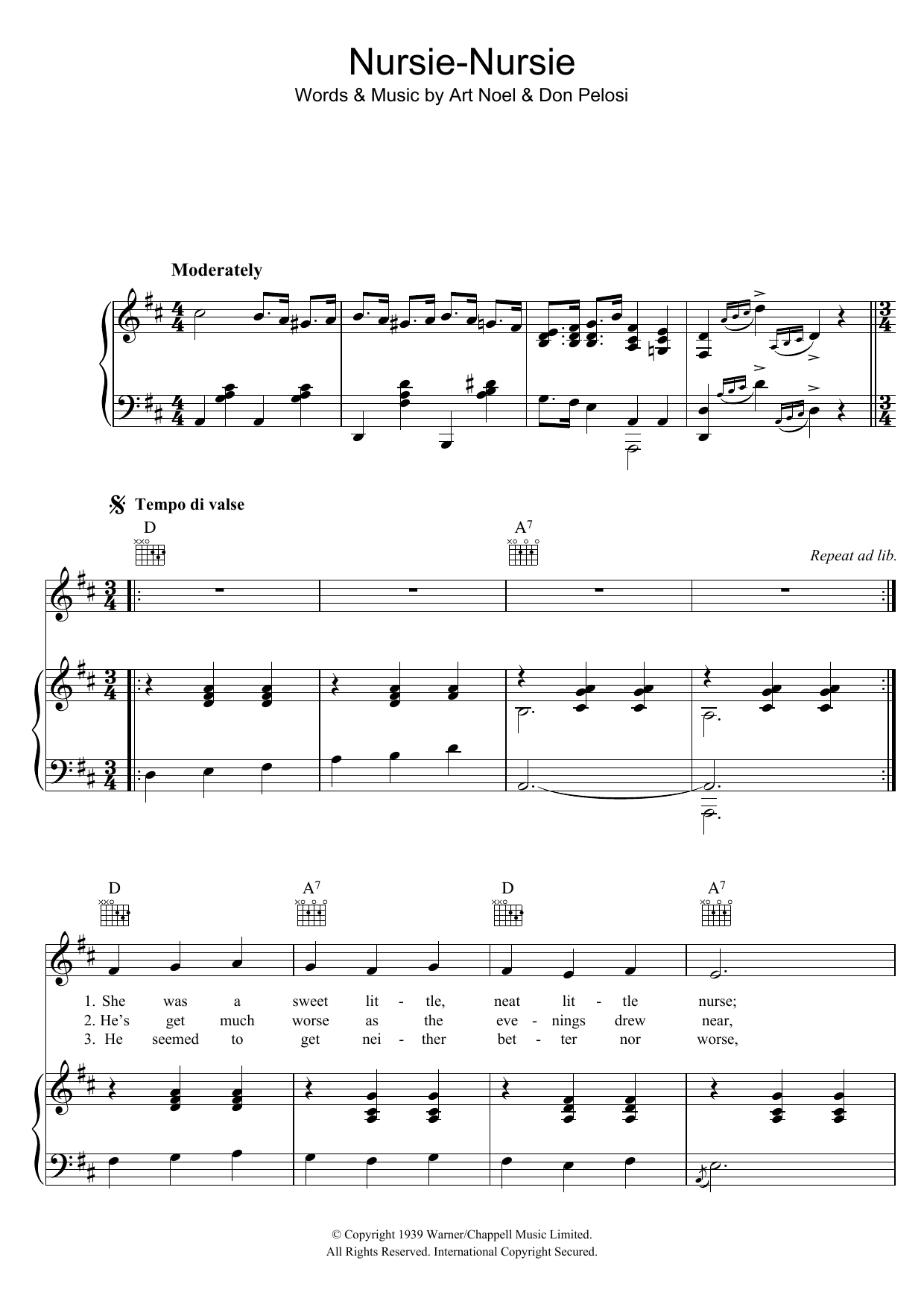 Learn to play Elsie Carlisle Nursie Nursie sheet music for Piano, Vocal & Guitar Chords in minutes. Price: 7.8900$ Elsie Carlisle Nursie Nursie sheet music notes and chords arranged for Piano, Vocal & Guitar Chords