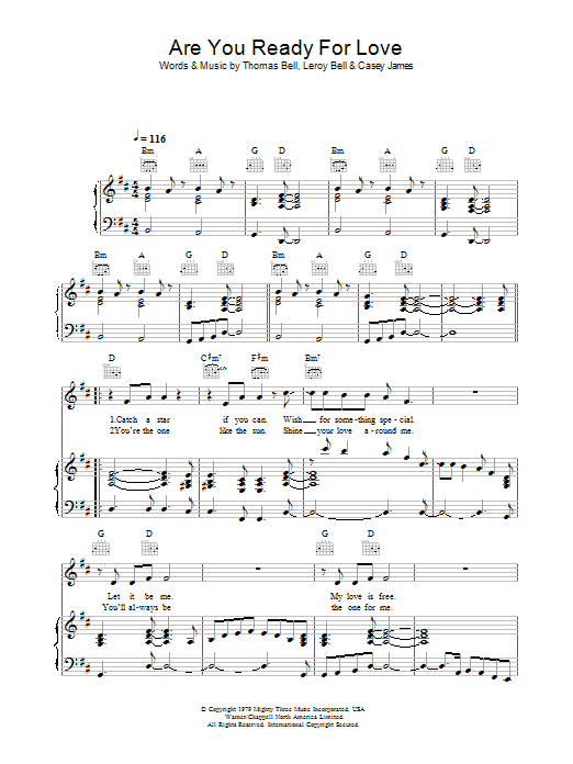 Elton John Are You Ready For Love sheet music notes and chords. Download Printable PDF.