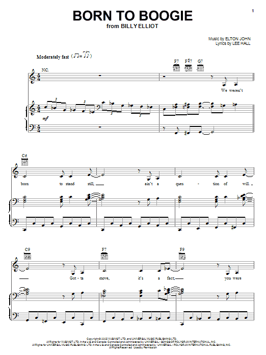 Elton John Born To Boogie sheet music notes and chords arranged for Piano, Vocal & Guitar Chords (Right-Hand Melody)