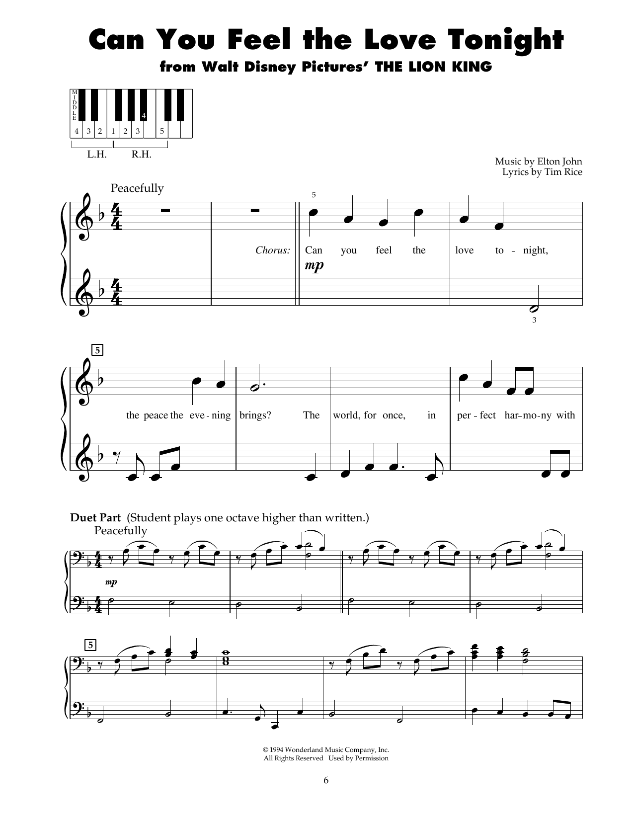 Elton John Can You Feel The Love Tonight sheet music notes and chords. Download Printable PDF.