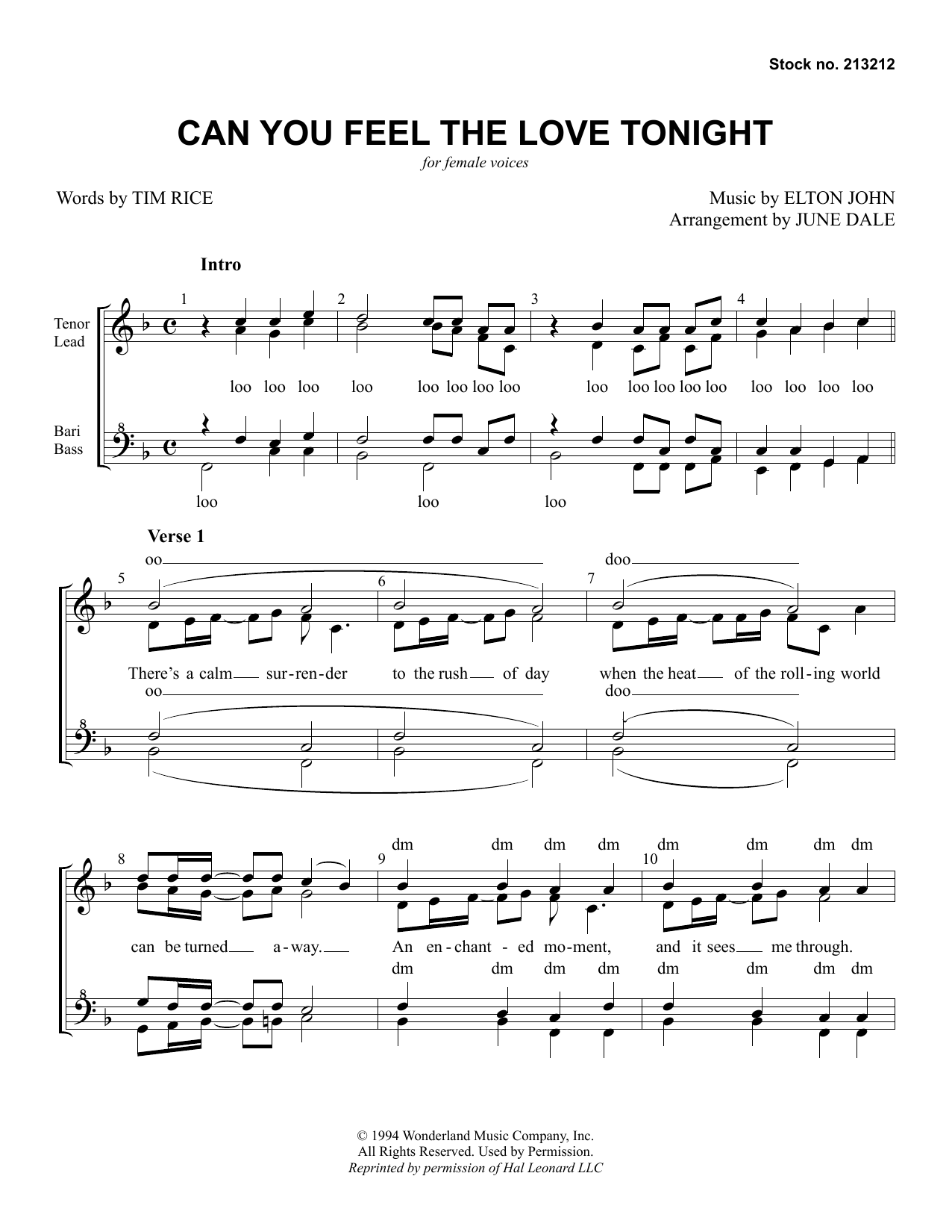 Elton John Can You Feel The Love Tonight? (from The Lion King) (arr. June Dale) sheet music notes and chords. Download Printable PDF.