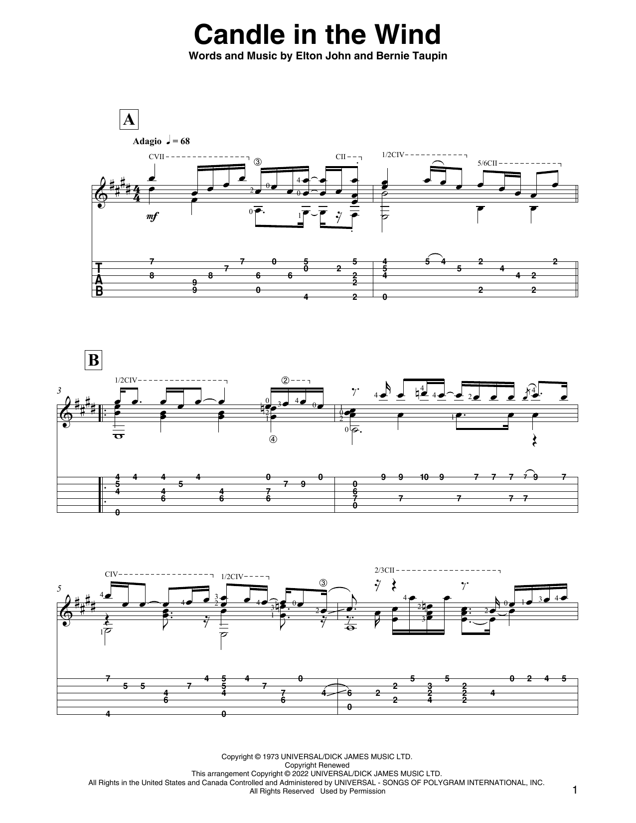 Elton John Candle In The Wind (arr. David Jaggs) sheet music notes and chords. Download Printable PDF.