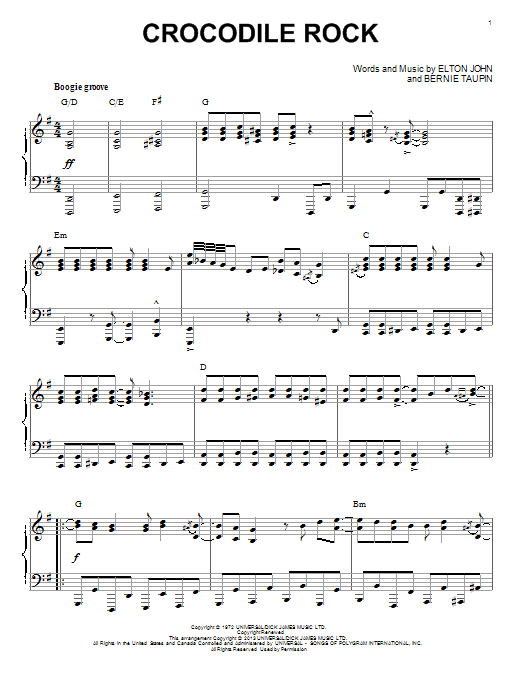 Elton John Crocodile Rock [Jazz version] (arr. Brent Edstrom) sheet music notes and chords. Download Printable PDF.