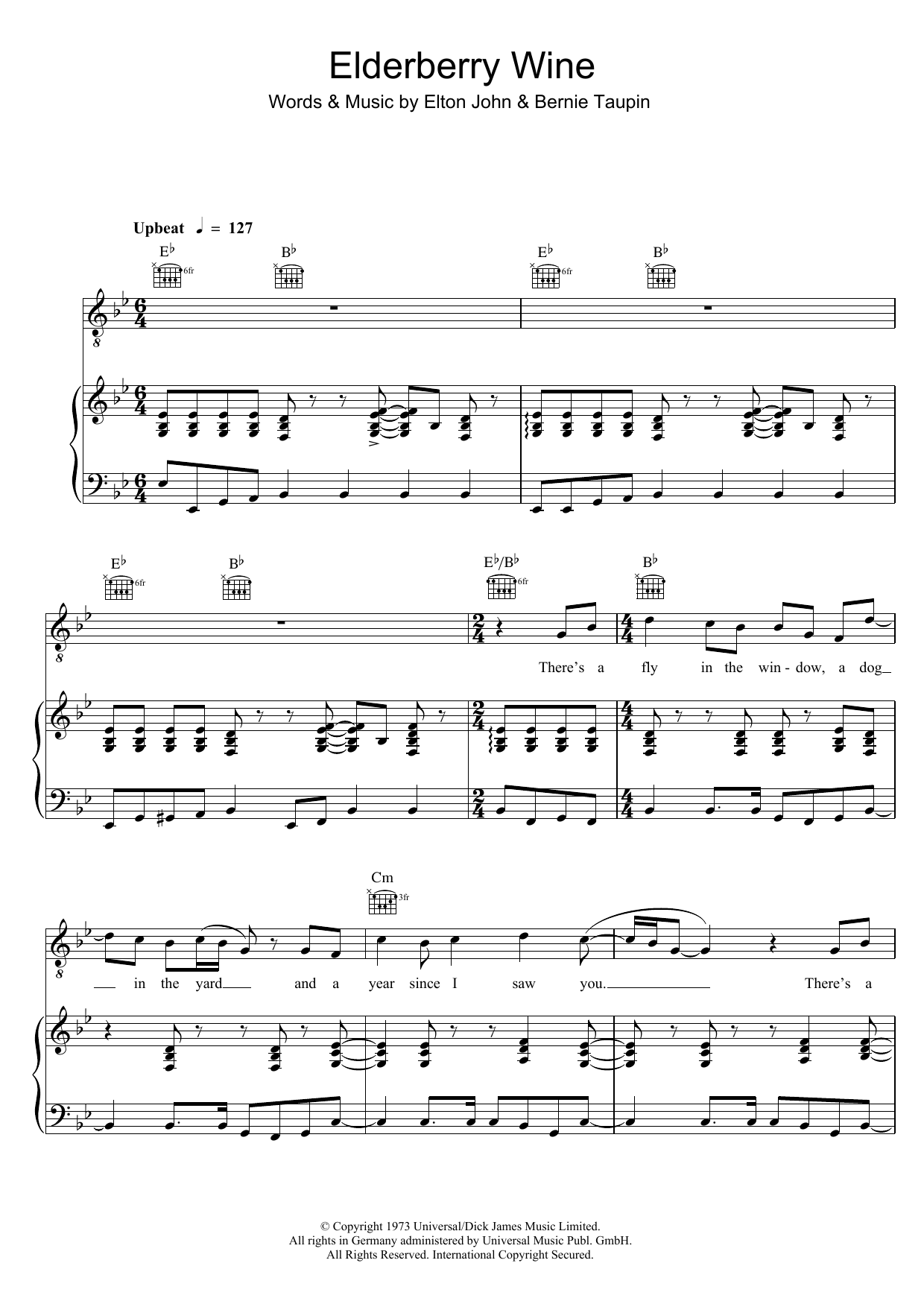 Elton John Elderberry Wine sheet music notes and chords. Download Printable PDF.