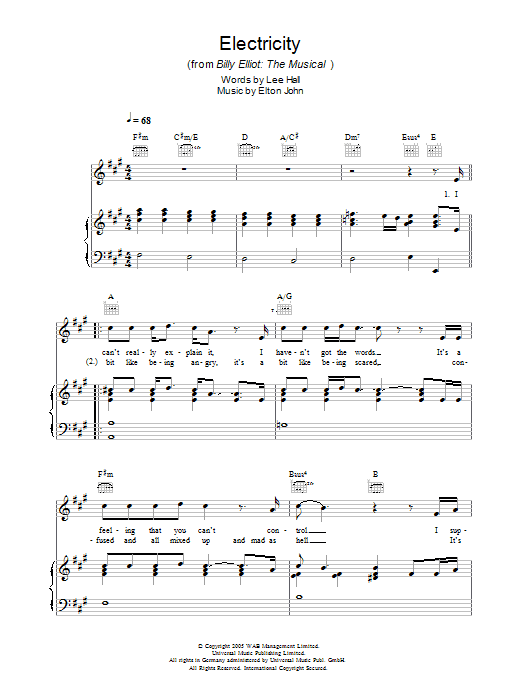 Elton John Electricity sheet music notes and chords arranged for 2-Part Choir