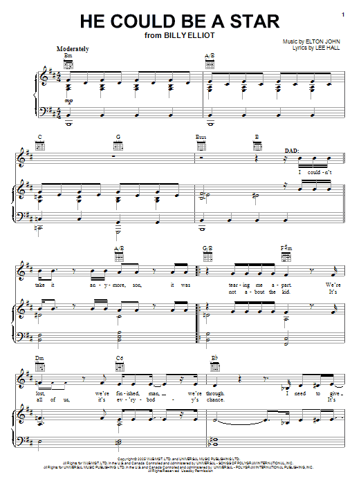 Elton John He Could Be A Star sheet music notes and chords arranged for Piano, Vocal & Guitar Chords (Right-Hand Melody)