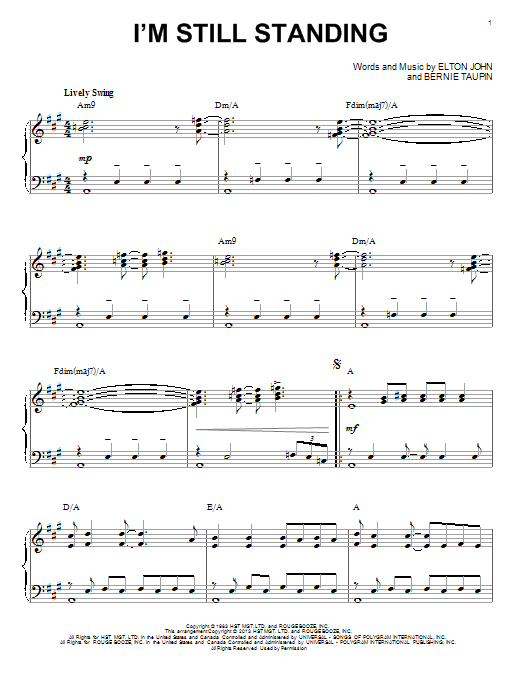 Elton John I'm Still Standing [Jazz version] (arr. Brent Edstrom) sheet music notes and chords. Download Printable PDF.