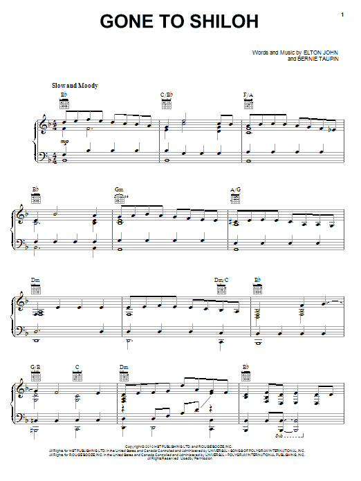 Elton John & Leon Russell Gone To Shiloh sheet music notes and chords arranged for Piano, Vocal & Guitar Chords (Right-Hand Melody)