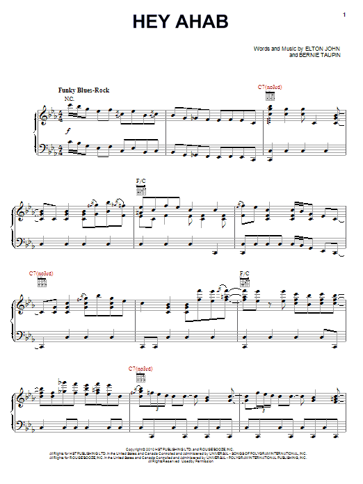 Elton John & Leon Russell Hey Ahab sheet music notes and chords arranged for Piano, Vocal & Guitar Chords