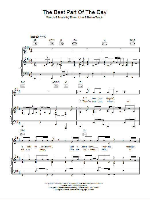 Elton John & Leon Russell The Best Part Of The Day sheet music notes and chords. Download Printable PDF.