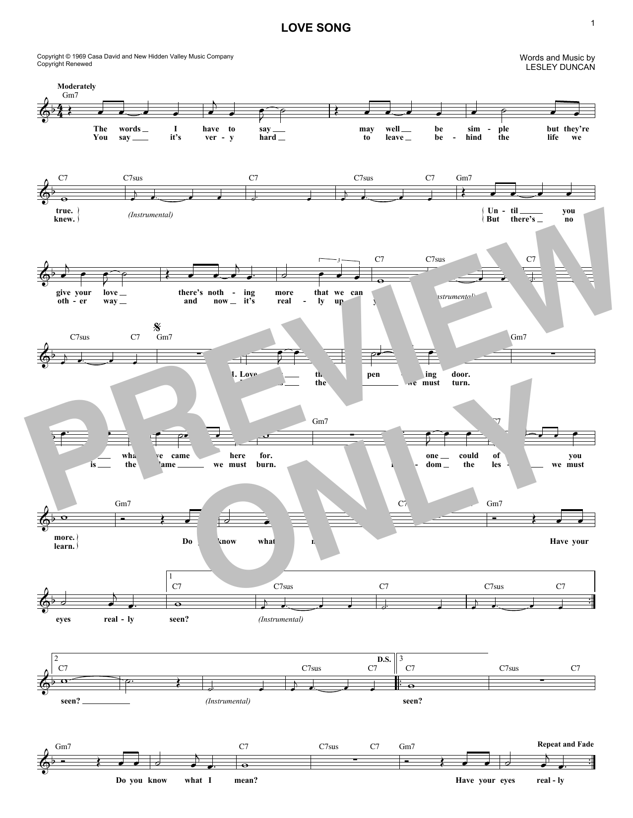 Elton John Love Song sheet music notes and chords. Download Printable PDF.