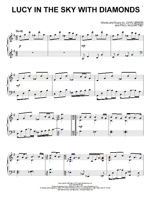 Elton John Lucy In The Sky With Diamonds sheet music notes and chords arranged for Piano & Vocal