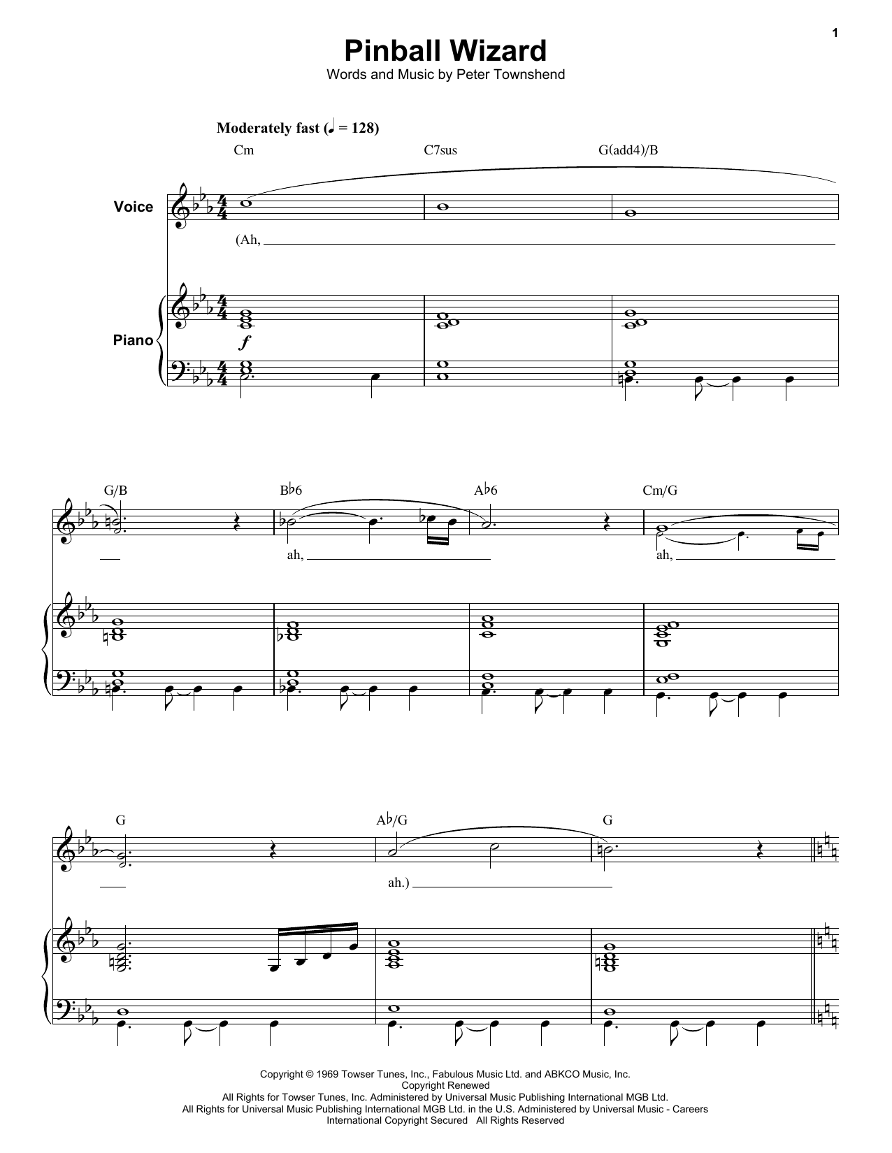 Elton John Pinball Wizard sheet music notes and chords. Download Printable PDF.