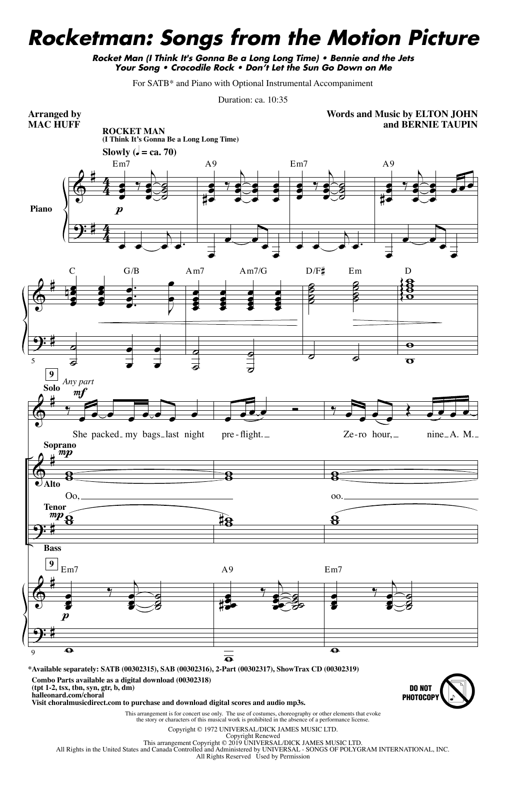 Elton John Rocketman: Songs from the Motion Picture (arr. Mac Huff) sheet music notes and chords. Download Printable PDF.