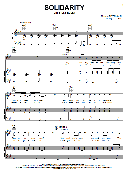 Elton John Solidarity sheet music notes and chords arranged for Piano, Vocal & Guitar Chords (Right-Hand Melody)