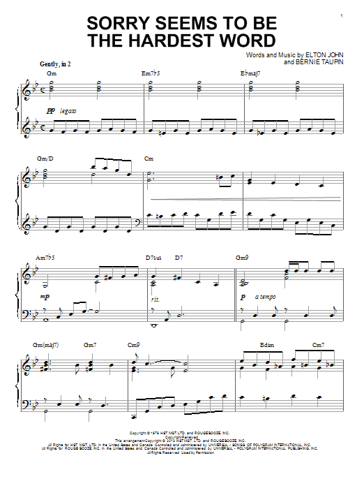 Elton John Sorry Seems To Be The Hardest Word [Jazz version] (arr. Brent Edstrom) sheet music notes and chords. Download Printable PDF.