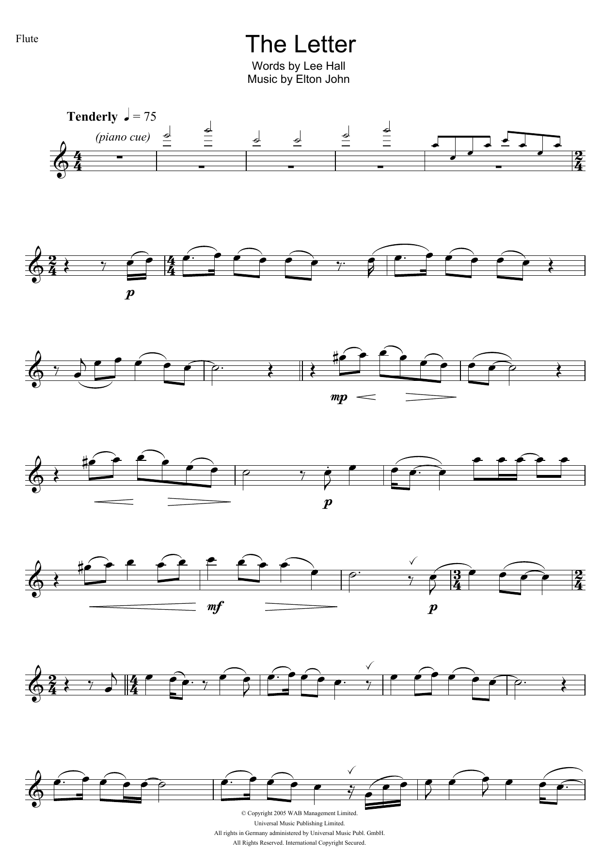 Elton John The Letter (from Billy Elliot: The Musical) sheet music notes and chords. Download Printable PDF.