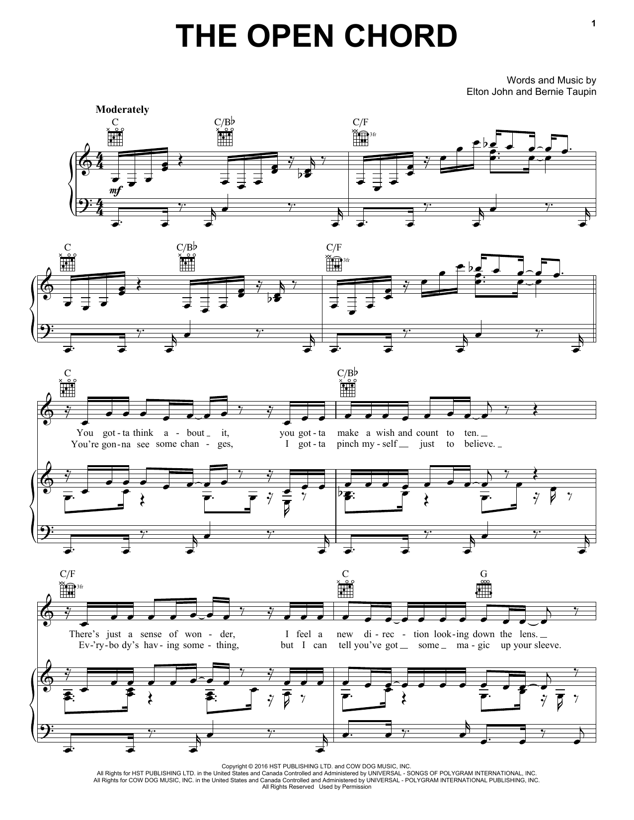 Elton John The Open Chord sheet music notes and chords. Download Printable PDF.