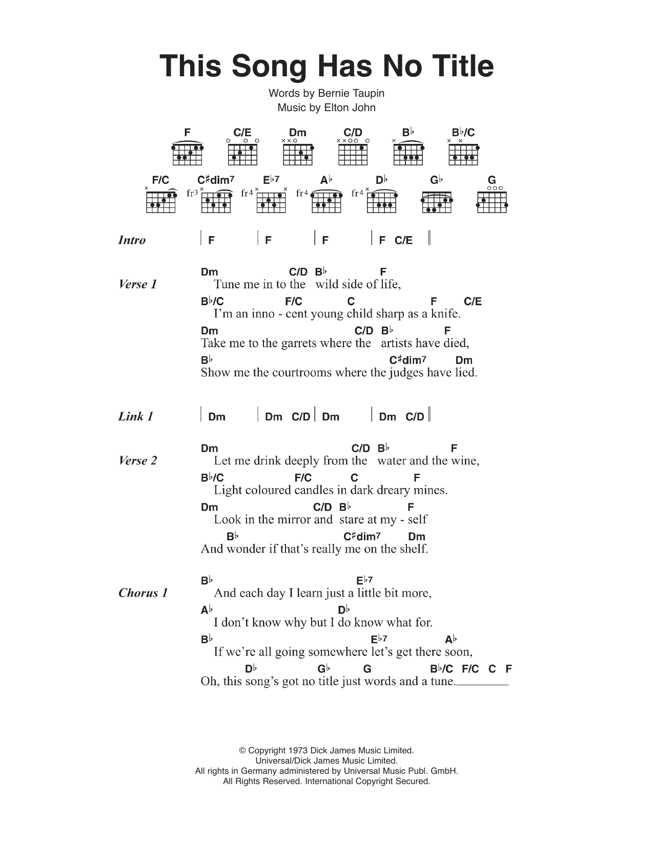 Elton John This Song Has No Title sheet music notes and chords. Download Printable PDF.