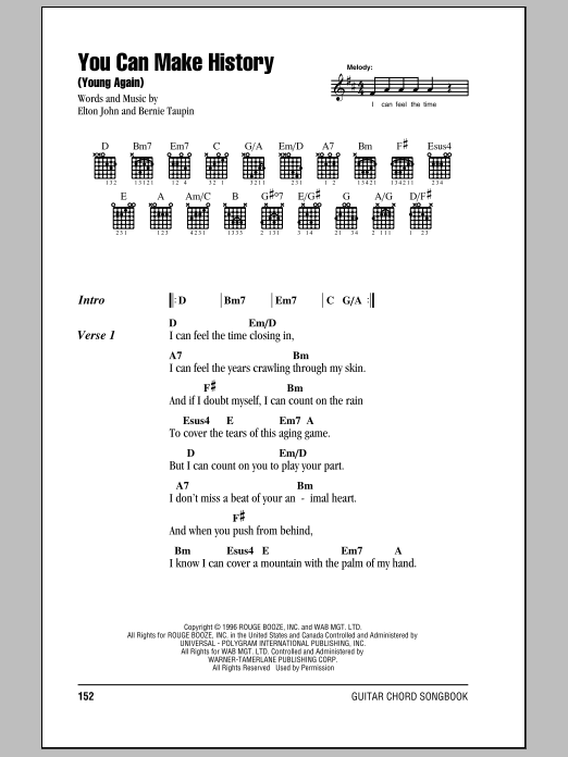 Elton John You Can Make History (Young Again) sheet music notes and chords. Download Printable PDF.