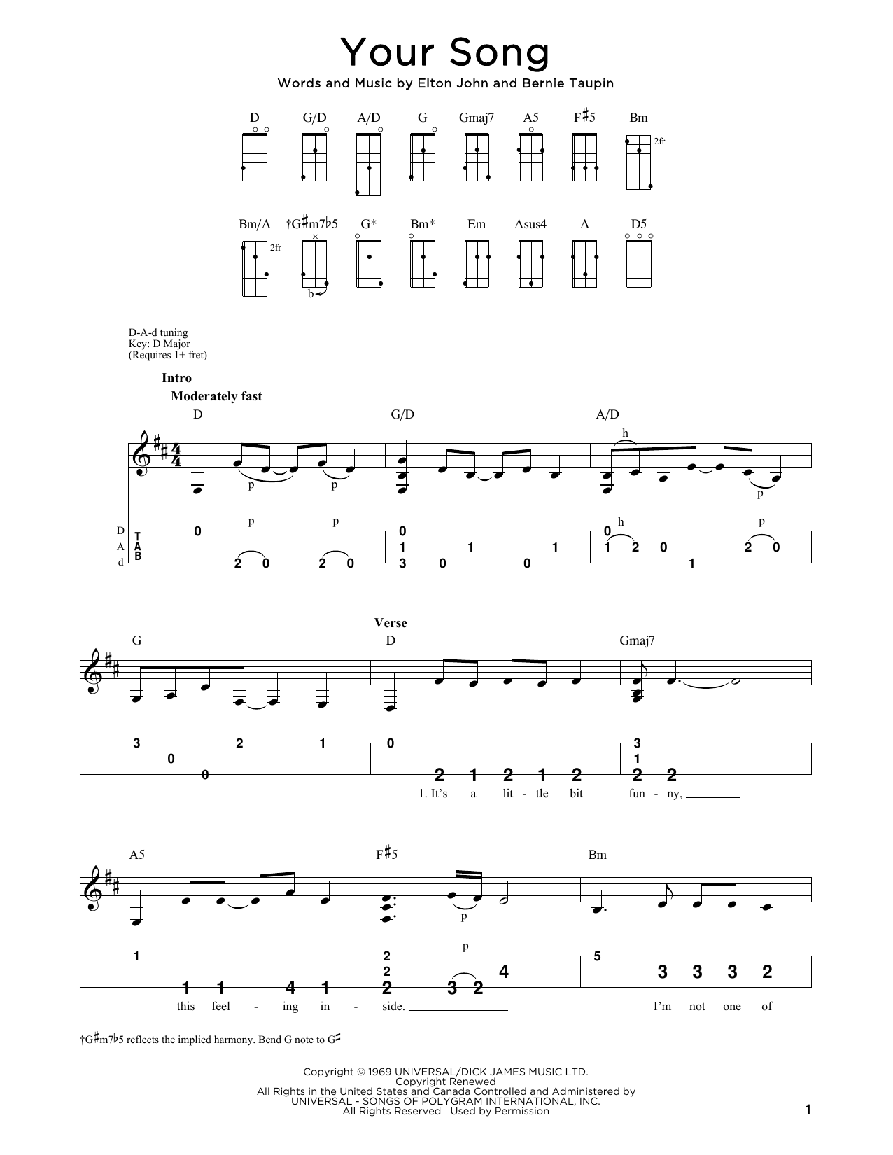 Elton John Your Song (arr. Steven B. Eulberg) sheet music notes and chords. Download Printable PDF.