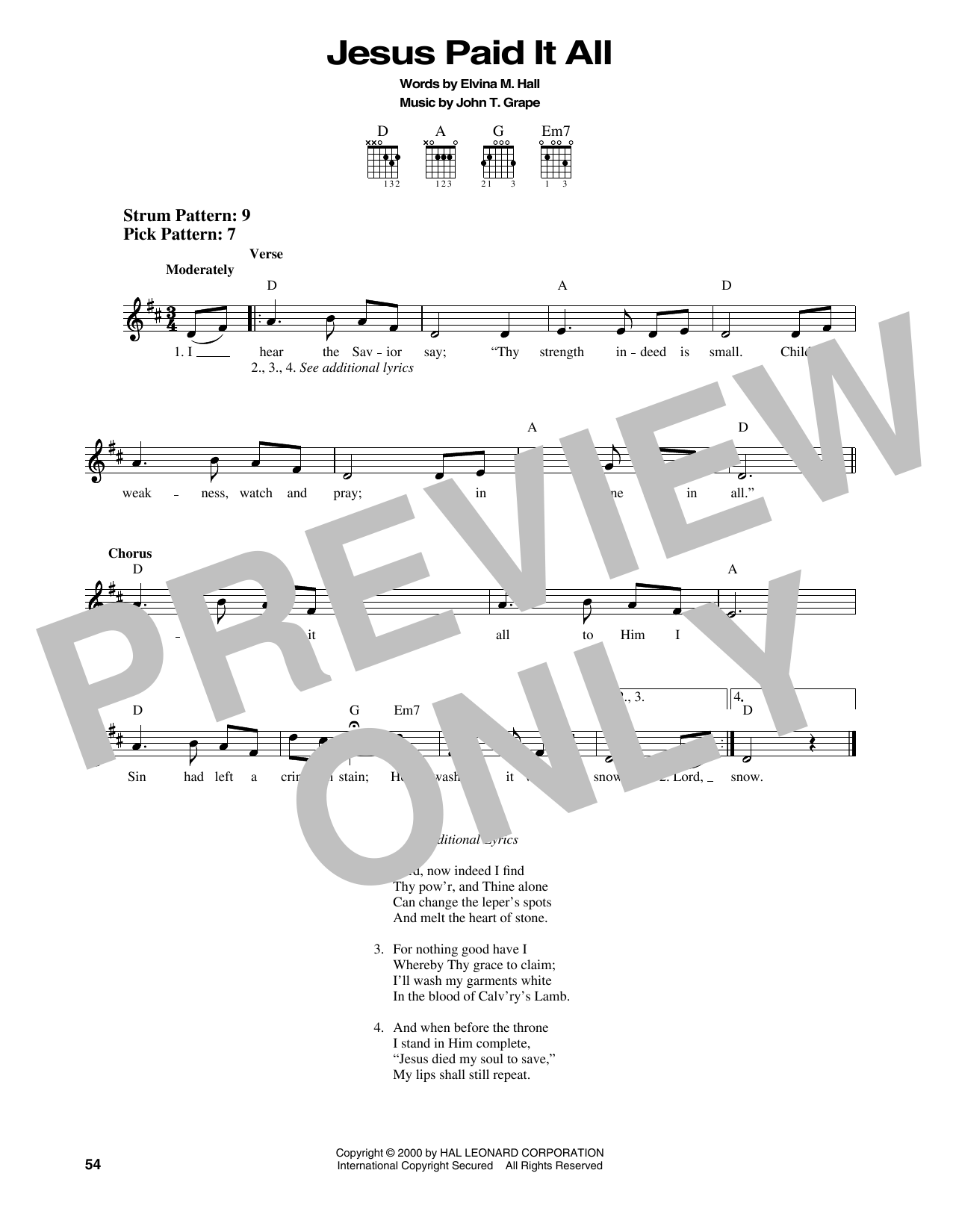 Elvina M. Hall Jesus Paid It All sheet music notes and chords. Download Printable PDF.