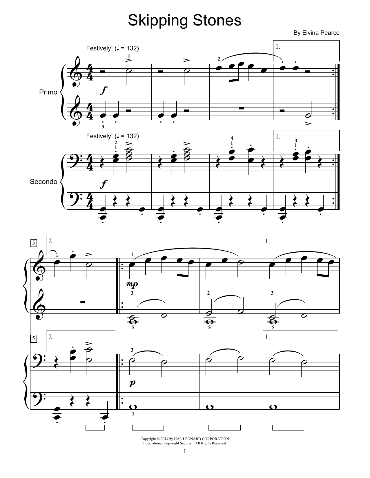 Learn to play Elvina Pearce Skipping Stones sheet music for Piano Duet in minutes. Price: 7.8900$ Elvina Pearce Skipping Stones sheet music notes and chords arranged for Piano Duet