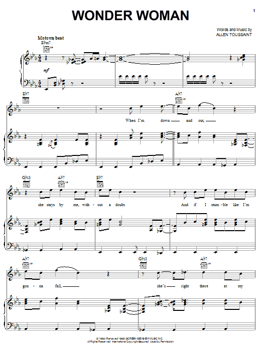 Learn to play Elvis Costello and Allen Toussaint Wonder Woman sheet music for Piano, Vocal & Guitar Chords (Right-Hand Melody) in minutes. Price: 7.8900$ Elvis Costello and Allen Toussaint Wonder Woman sheet music notes and chords arranged for Piano, Vocal & Guitar Chords (Right-Hand Melody)