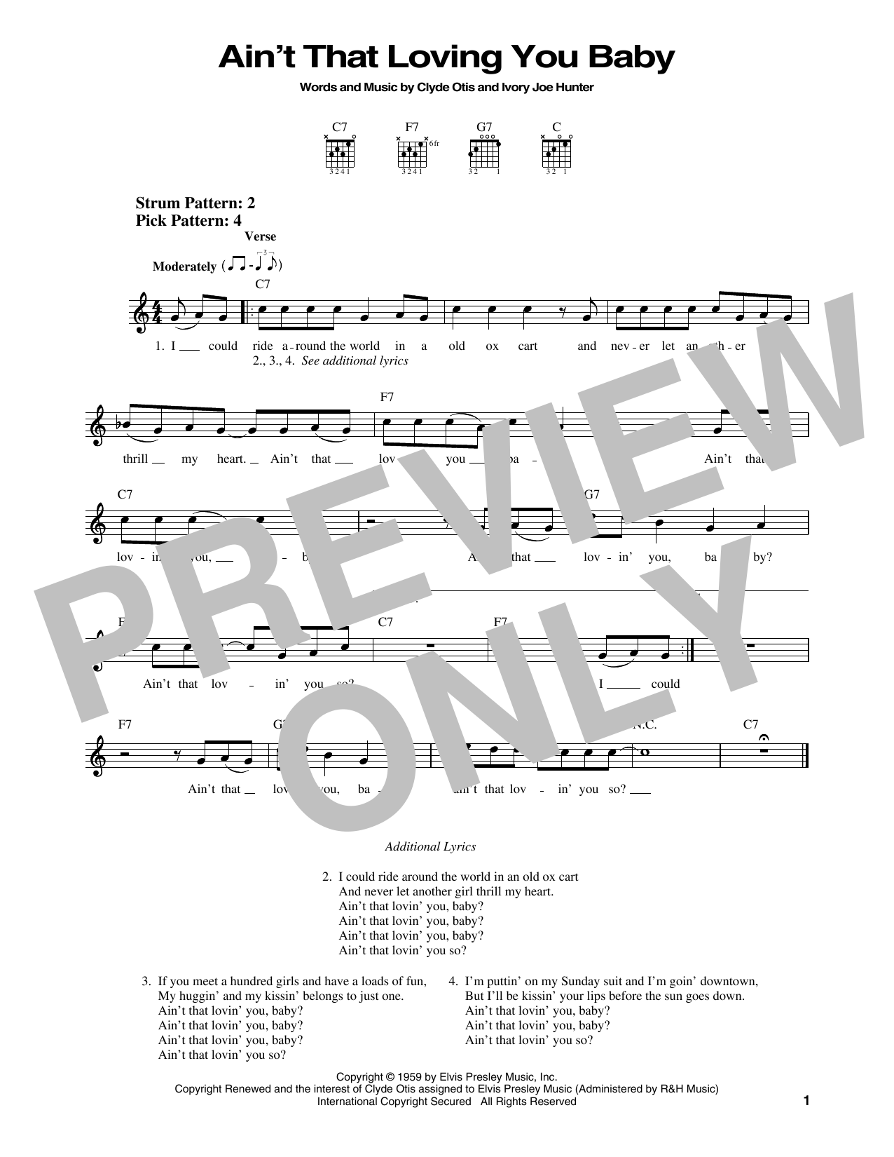 Elvis Presley Ain't That Loving You, Baby sheet music notes and chords. Download Printable PDF.