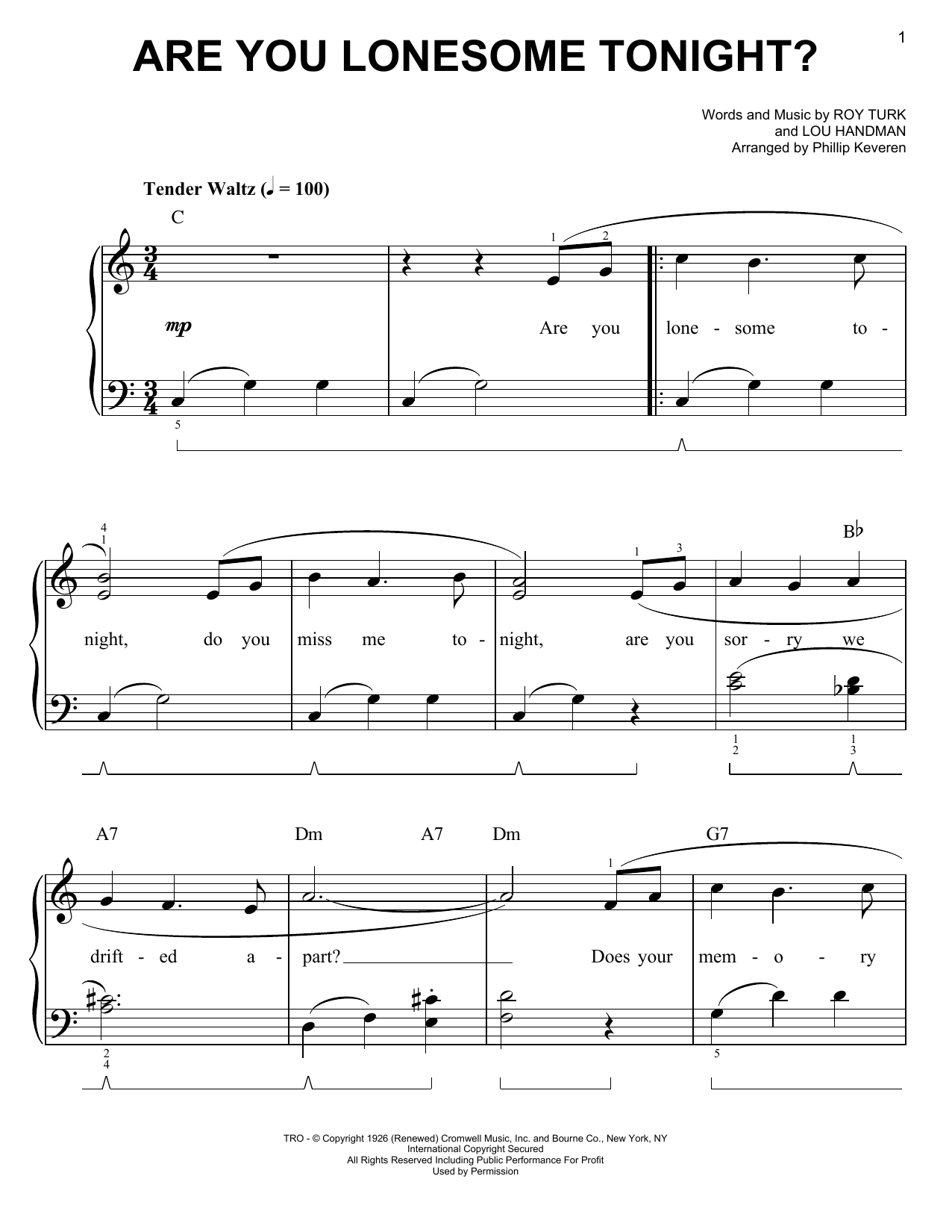 Elvis Presley Are You Lonesome Tonight? (arr. Phillip Keveren) sheet music notes and chords. Download Printable PDF.