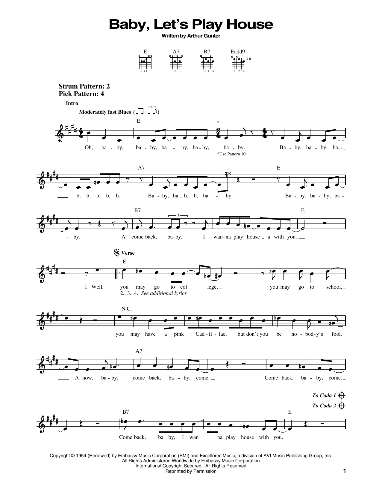 Elvis Presley Baby, Let's Play House sheet music notes and chords. Download Printable PDF.