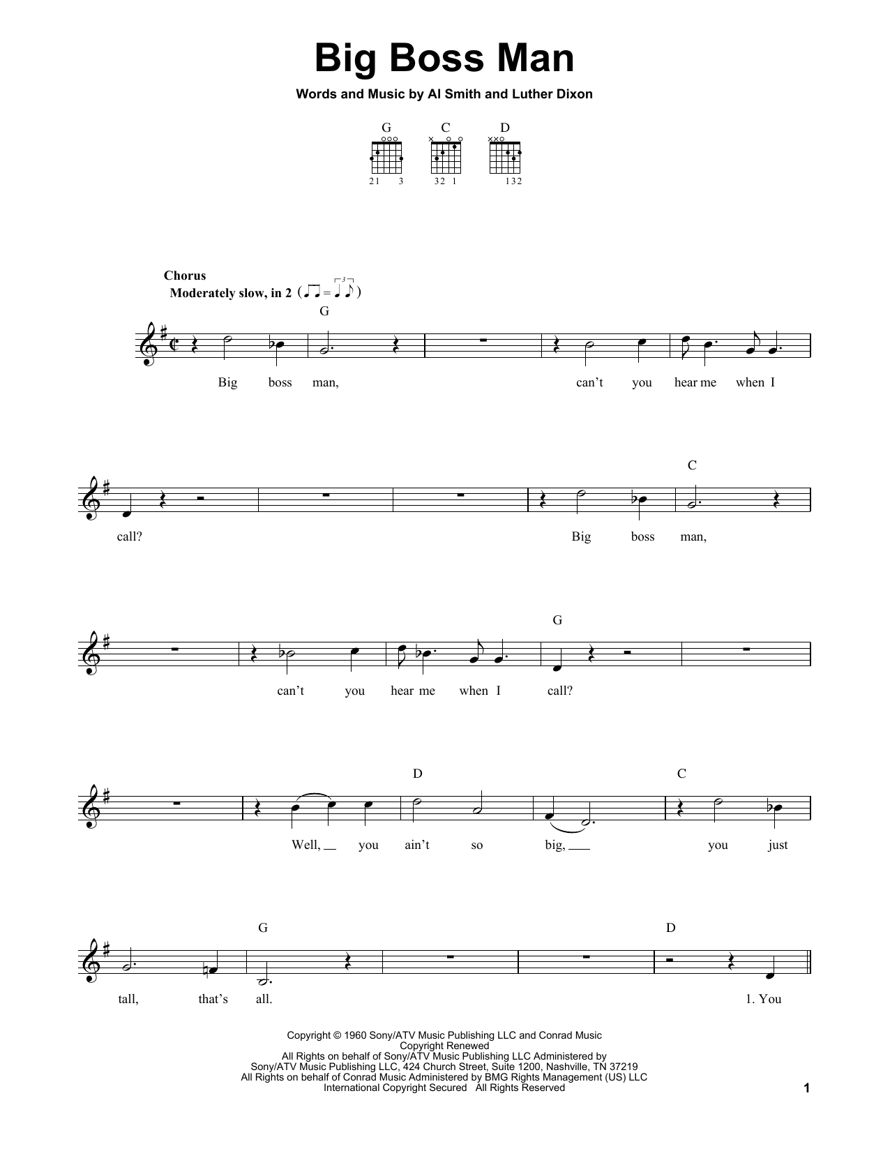 Elvis Presley Big Boss Man sheet music notes and chords. Download Printable PDF.