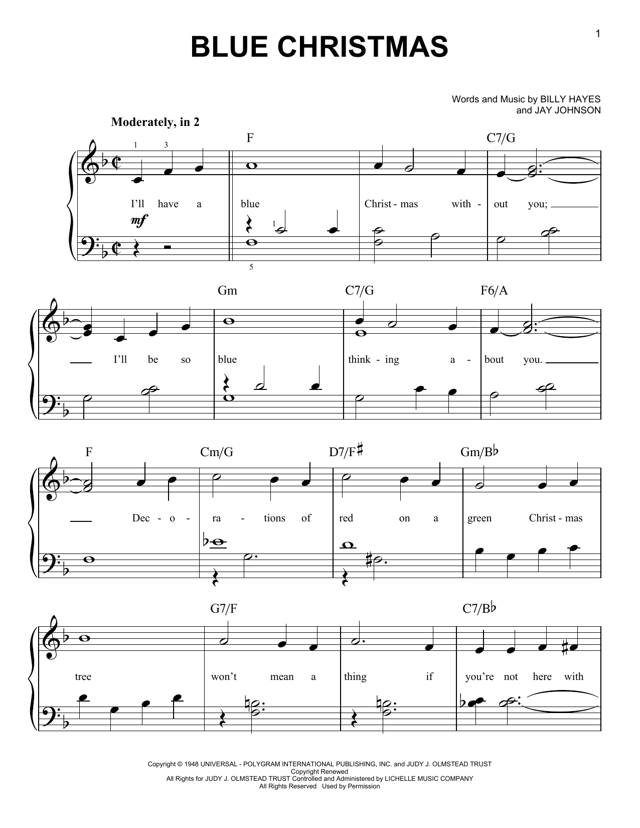 Elvis Presley Blue Christmas sheet music notes and chords. Download Printable PDF.