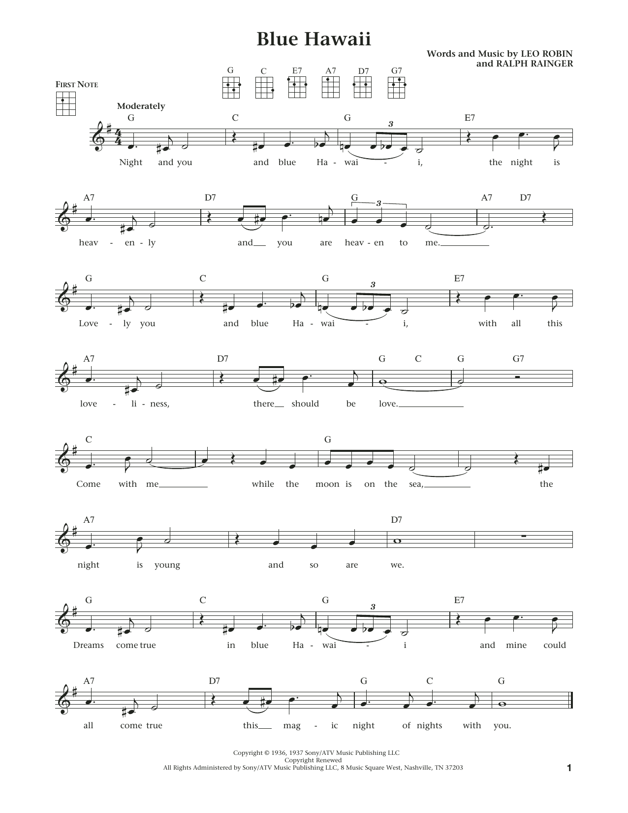 Elvis Presley Blue Hawaii (from The Daily Ukulele) (arr. Liz and Jim Beloff) sheet music notes and chords. Download Printable PDF.