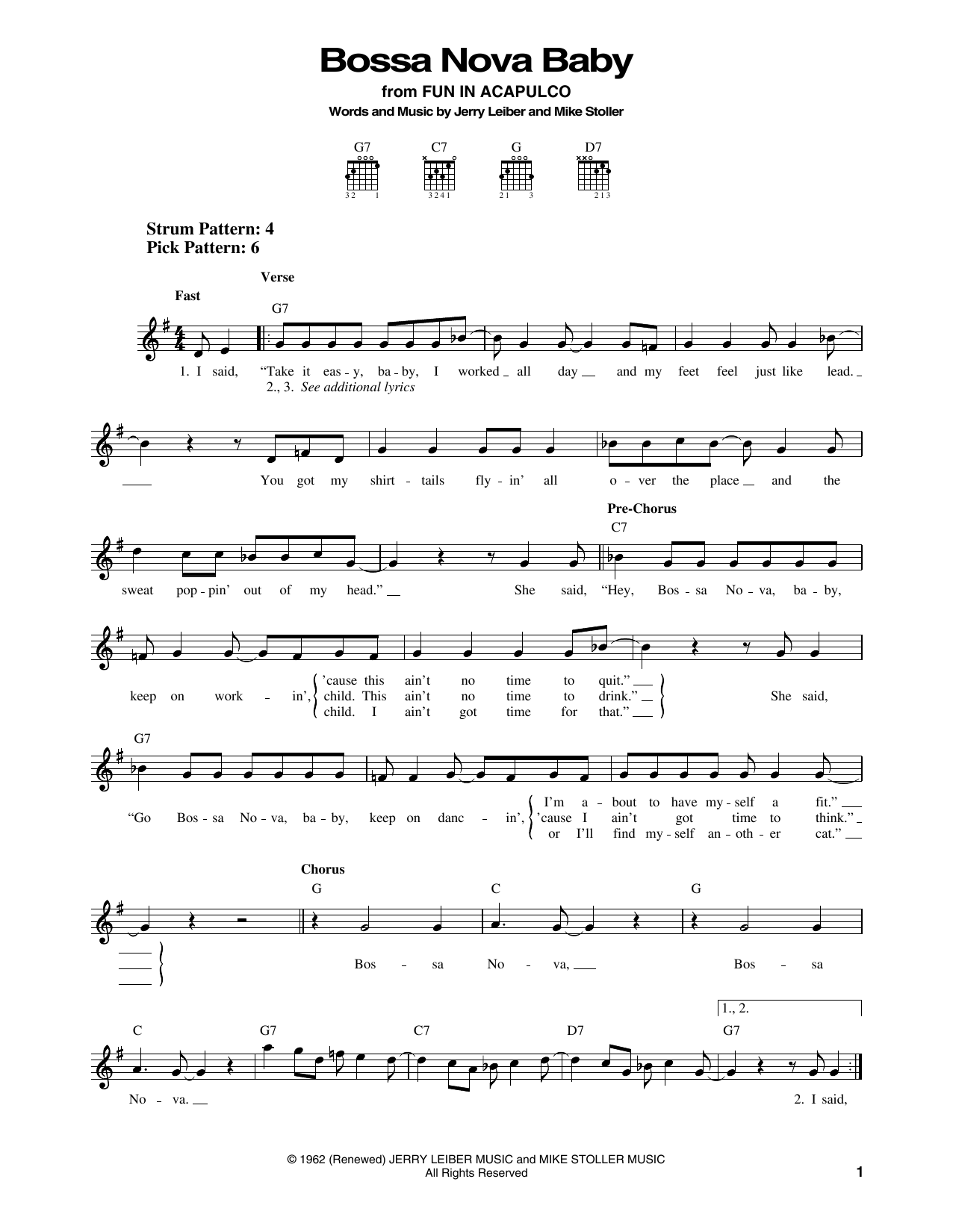 Elvis Presley Bossa Nova Baby sheet music notes and chords. Download Printable PDF.