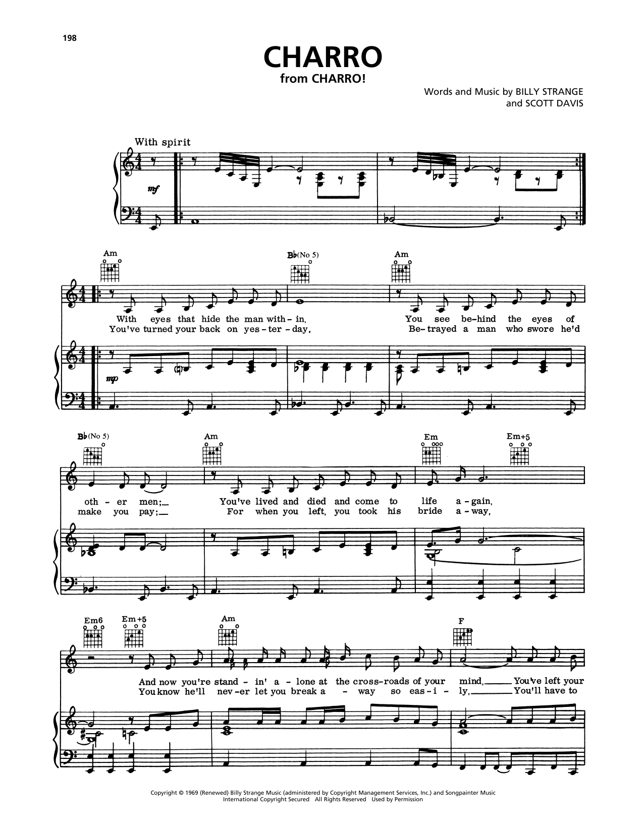 Elvis Presley Charro sheet music notes and chords arranged for Piano, Vocal & Guitar Chords (Right-Hand Melody)