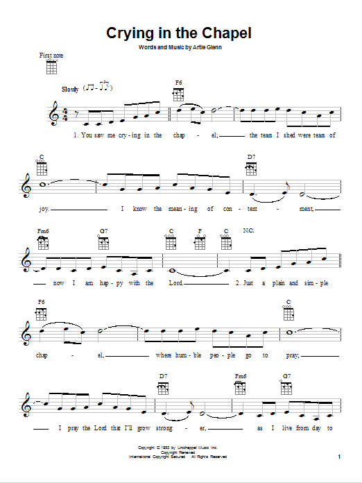 Elvis Presley Crying In The Chapel sheet music notes and chords. Download Printable PDF.