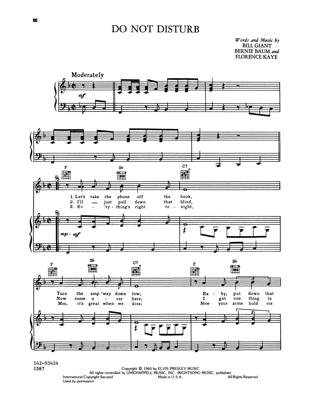 Learn to play Elvis Presley Do Not Disturb sheet music for Piano, Vocal & Guitar Chords (Right-Hand Melody) in minutes. Price: 7.8900$ Elvis Presley Do Not Disturb sheet music notes and chords arranged for Piano, Vocal & Guitar Chords (Right-Hand Melody)