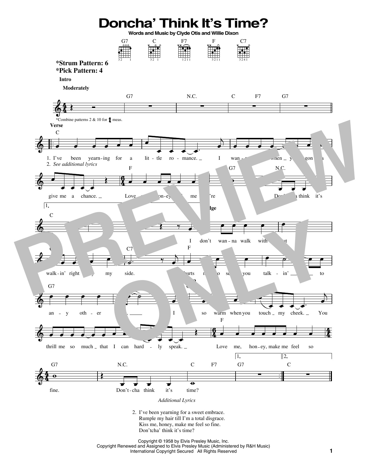 Elvis Presley Doncha' Think It's Time? sheet music notes and chords. Download Printable PDF.