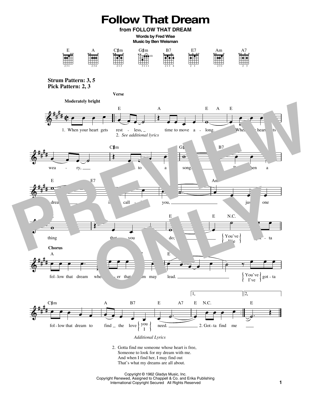 Elvis Presley Follow That Dream sheet music notes and chords. Download Printable PDF.