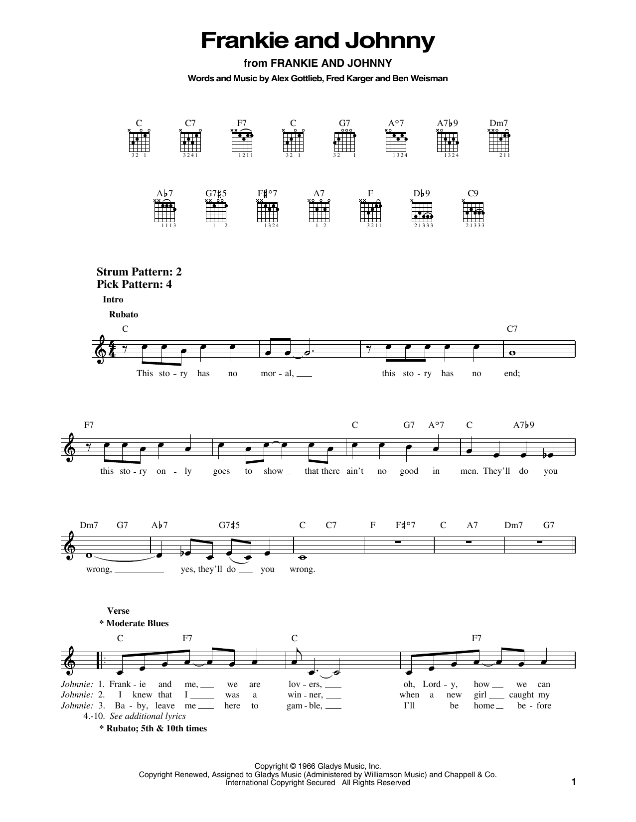 Elvis Presley Frankie And Johnny sheet music notes and chords. Download Printable PDF.