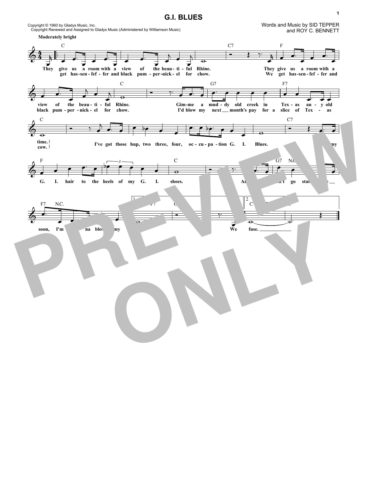 Elvis Presley G.I. Blues sheet music notes and chords. Download Printable PDF.