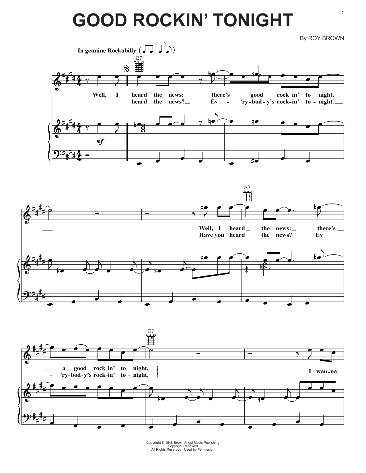 Elvis Presley Good Rockin' Tonight sheet music notes and chords. Download Printable PDF.