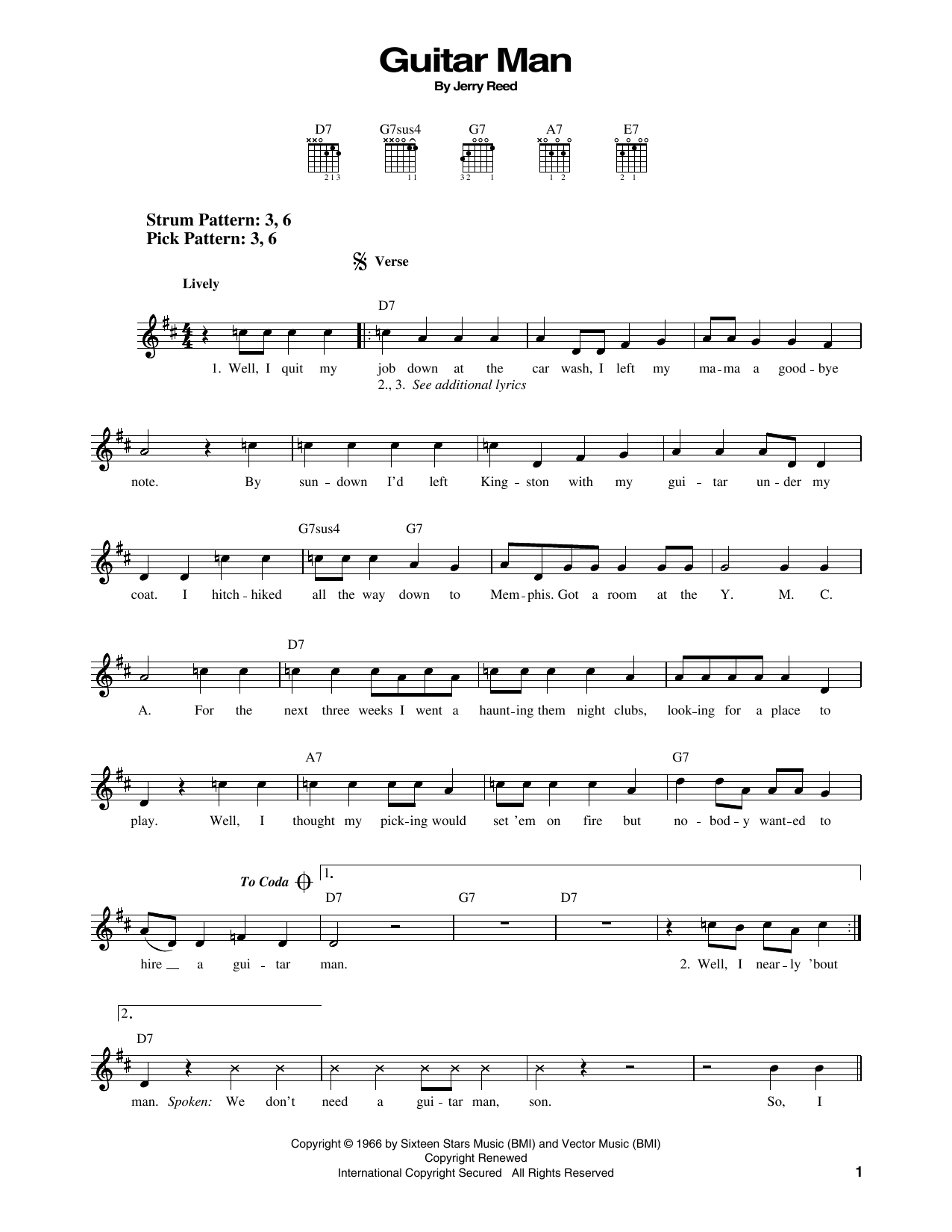 Elvis Presley Guitar Man sheet music notes and chords. Download Printable PDF.