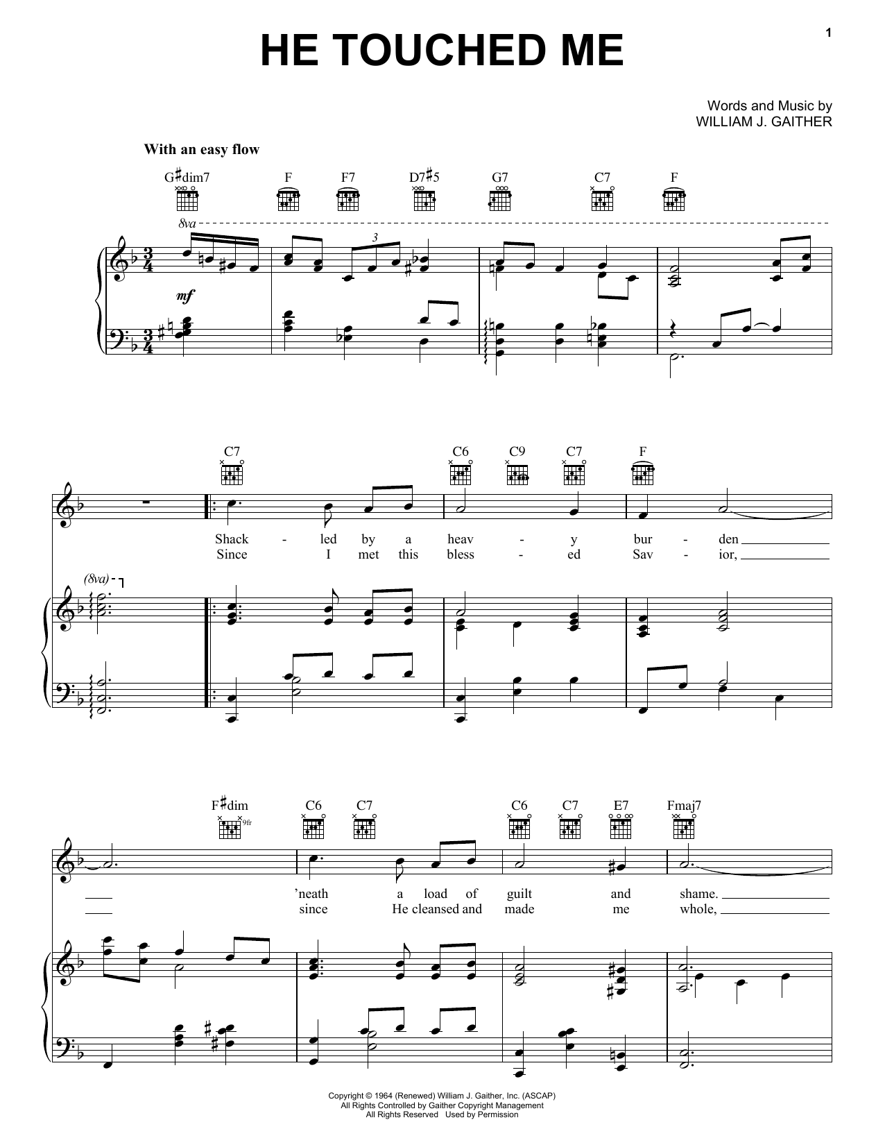 Elvis Presley He Touched Me sheet music notes and chords. Download Printable PDF.