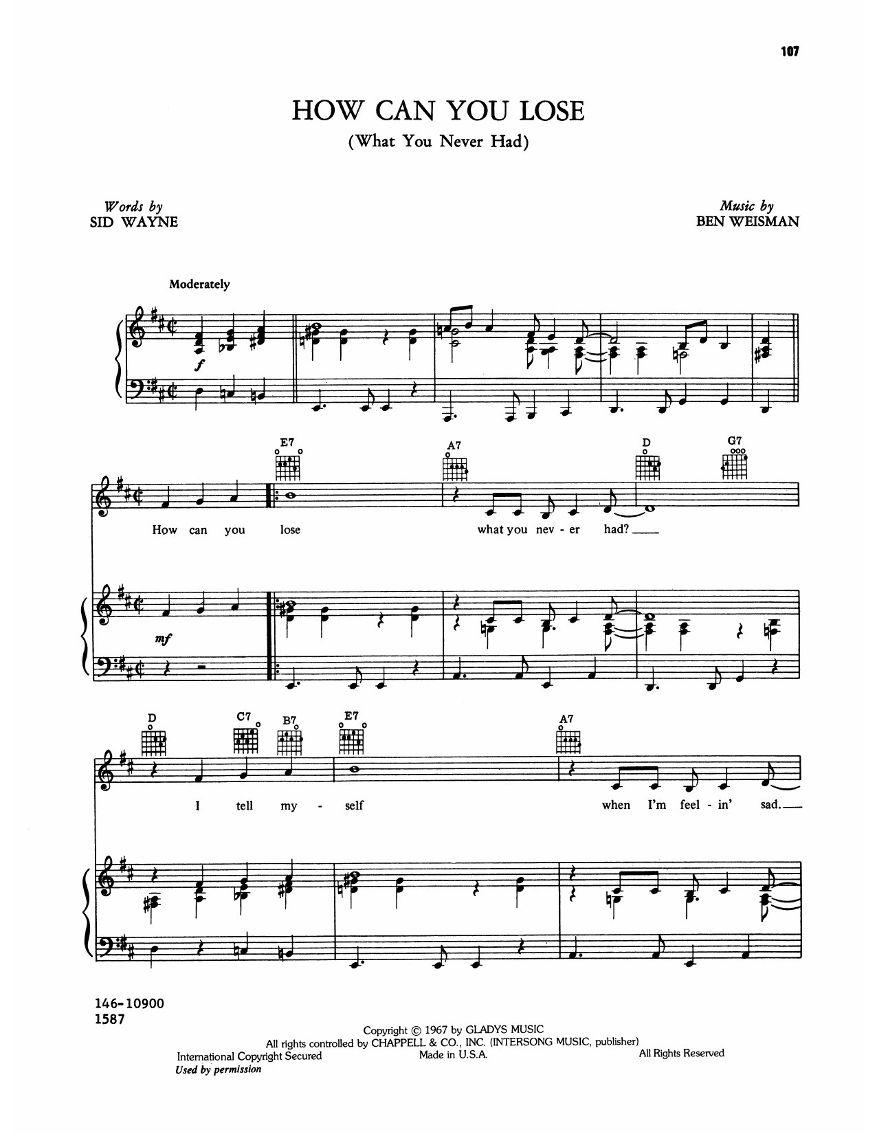 Learn to play Elvis Presley How Can You Lose sheet music for Piano, Vocal & Guitar Chords (Right-Hand Melody) in minutes. Price: 7.8900$ Elvis Presley How Can You Lose sheet music notes and chords arranged for Piano, Vocal & Guitar Chords (Right-Hand Melody)