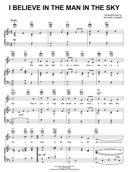 Elvis Presley I Believe In The Man In The Sky sheet music notes and chords. Download Printable PDF.