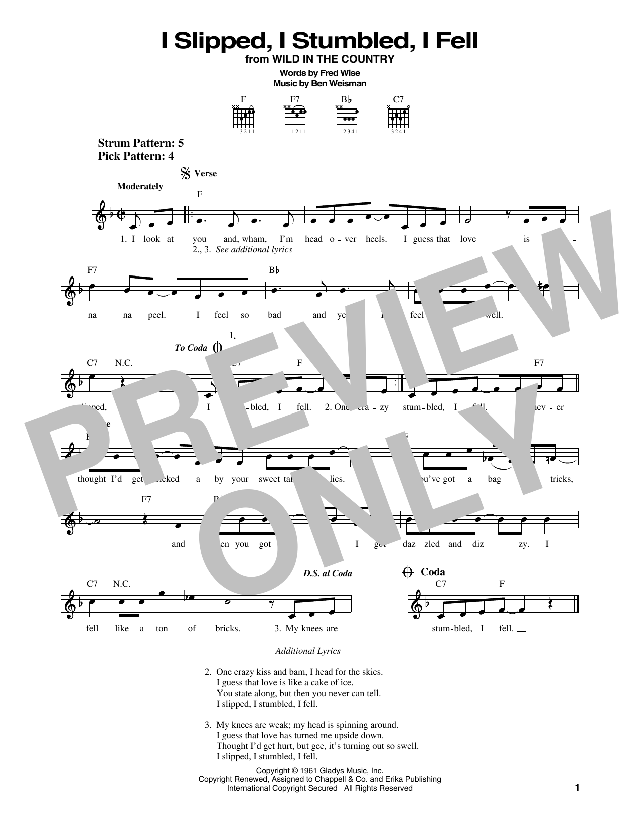 Elvis Presley I Slipped, I Stumbled, I Fell sheet music notes and chords. Download Printable PDF.