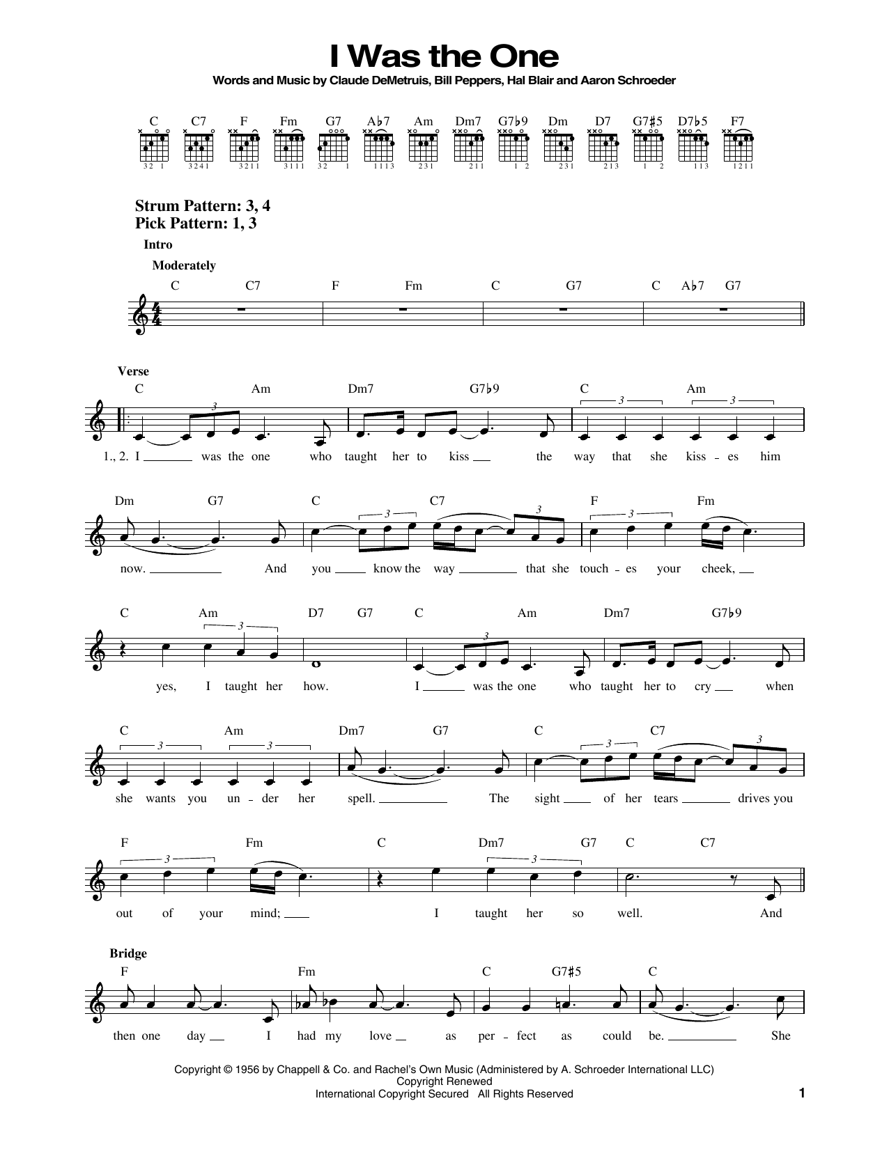 Elvis Presley I Was The One sheet music notes and chords. Download Printable PDF.