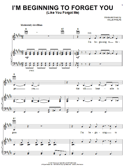 Learn to play Elvis Presley I'm Beginning To Forget You (Like You Forgot Me) sheet music for Piano, Vocal & Guitar Chords (Right-Hand Melody) in minutes. Price: 7.8900$ Elvis Presley I'm Beginning To Forget You (Like You Forgot Me) sheet music notes and chords arranged for Piano, Vocal & Guitar Chords (Right-Hand Melody)